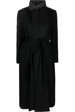 SACAI Belted pinstripe