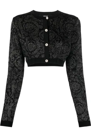 VERSACE Barocco lurex cropped cardigan