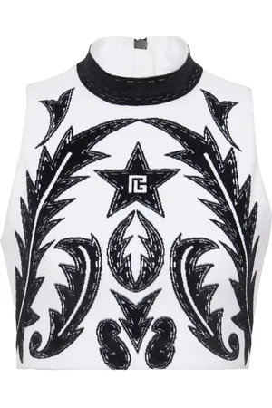 Balmain Baroque cropped top