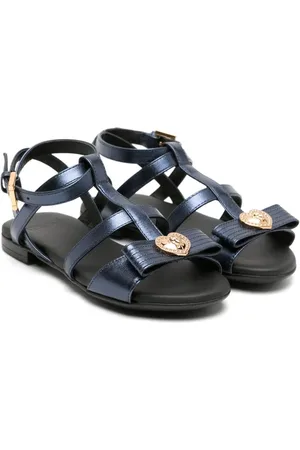 VERSACE Bow metallic leather sandals