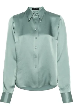 Styland Pointed collar satin shirt