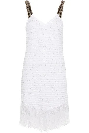 Balmain Fringed Lurex tweed minidress
