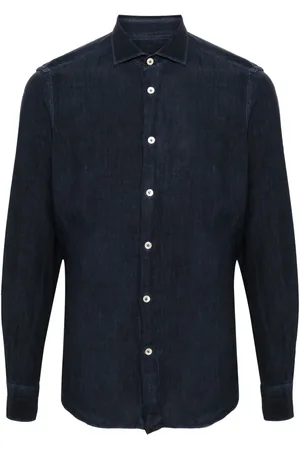 ELEVENTY M??lange poplin linen shirt