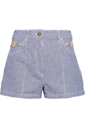 Patou Striped denim mini shorts