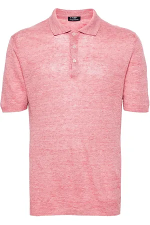 BARBA M??lange linen polo shirt