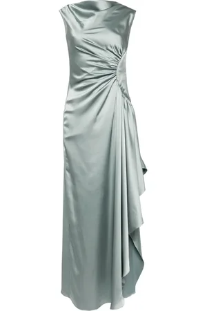 Amsale Asymmetric draped satin gown