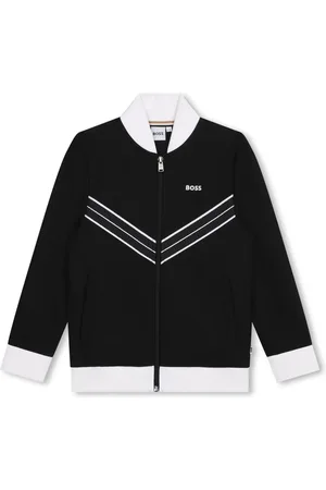 HUGO BOSS Striped appliqu?? zipped cardigan