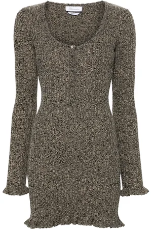 BLUMARINE M??lange ruffled ribbed mini dress