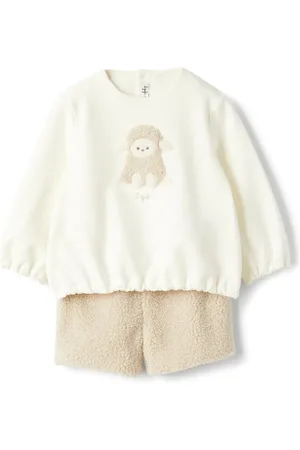 Il gufo Sheep appliqu?? sweatshirt and shorts set