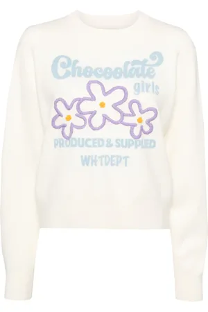Chocoolate Floral embroidery crew