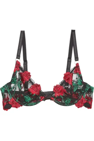 FLEUR DU MAL Vampire Rose embroidered demi bra