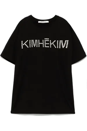 KIMHEKIM Faux pearl embellishment logo T