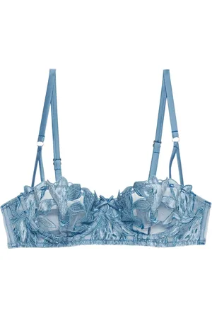 FLEUR DU MAL Velvet Lily embroidered balconette bra