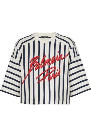 Balmain Striped baseball T
