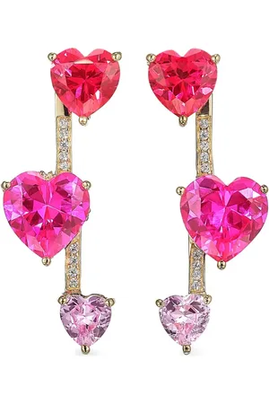 Anabela Chan 18kt vermeil Ruby Heart Pendulum earrings