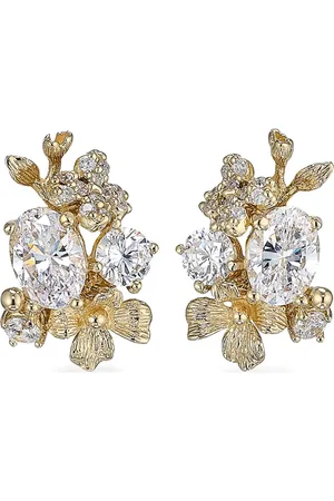 Anabela Chan 18kt yellow vermeil Golden Posy diamond stud earrings