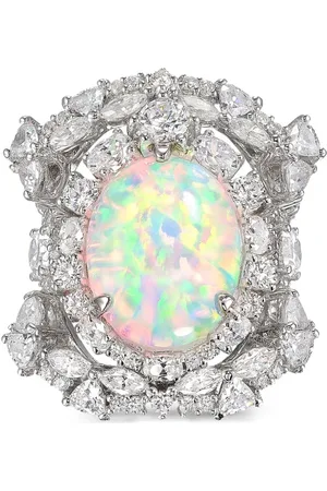 Anabela Chan 18kt white gold Sky Opal Ocean diamond ring set