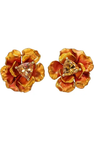 Anabela Chan 18kt yellow Magma Rose stud earrings