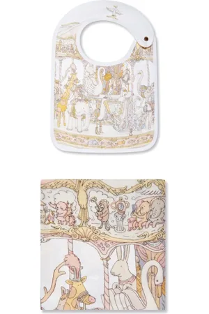 Atelier Choux Carr?? & Satin Carousel bib set (set of two)