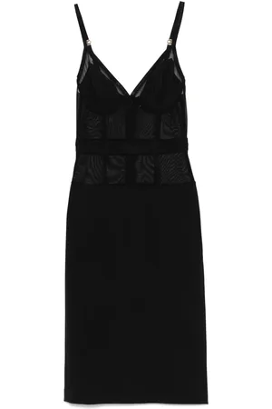 Elisabetta Franchi Crepe tulle midi dress