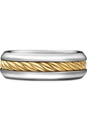 David Yurman 18kt yellow gold and sterling Cable Inset band ring (8mm)