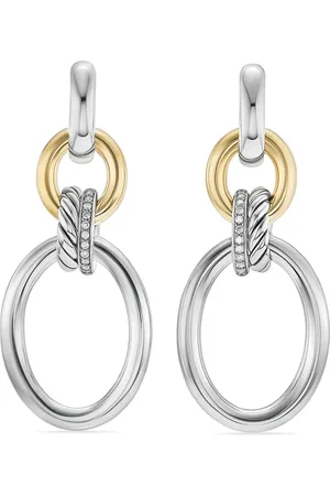 David Yurman 18kt yellow gold and sterling DY Mercer Circular diamond drop earrings (50mm)