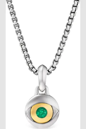 David Yurman Sterling Evil Eye emerald amulet (14.5mm)