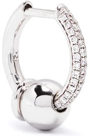 Rainbow K 14K white gold Piercing diamond huggie earring