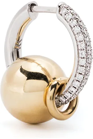 Rainbow K 14K yellow and white gold Piercing diamond hoop earring