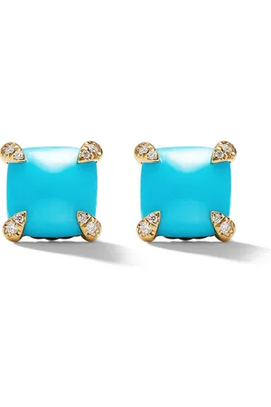 David Yurman 18kt yellow Chatelaine turquoise and diamond stud earrings (8mm)