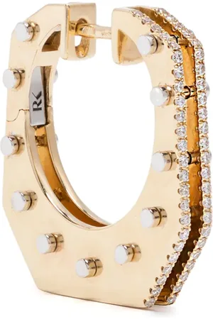 Rainbow K 14K yellow and white nano Cyborg diamond hoop earring