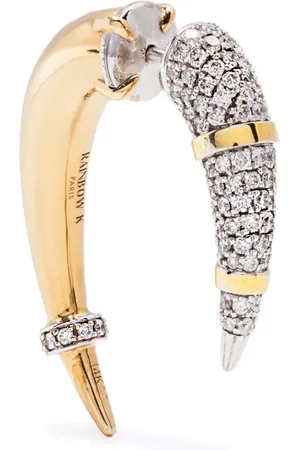 Rainbow K 14K yellow and white Horn diamond earring