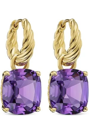 David Yurman 18kt yellow Marbella amethyst drop earrings