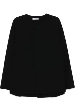ATTACHMENT Wool tropical collarless shirt