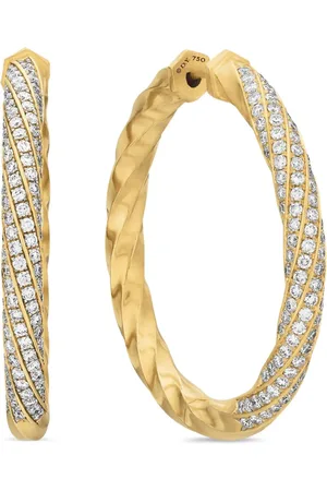 David Yurman 18kt yellow gold Cable Edge diamond hoop earrings