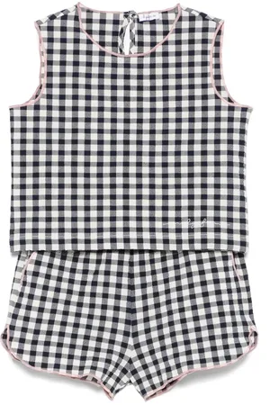 Il gufo Checked short and tank top set