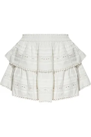 LOVESHACKFANCY Embroidered cotton mini skirt