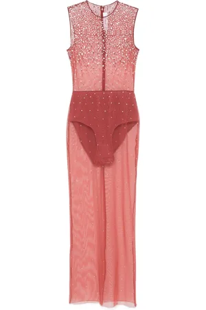 ALEX PERRY Crystal mesh midi dress