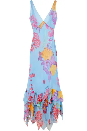 Donde Esteban Flores chiffon maxi dress
