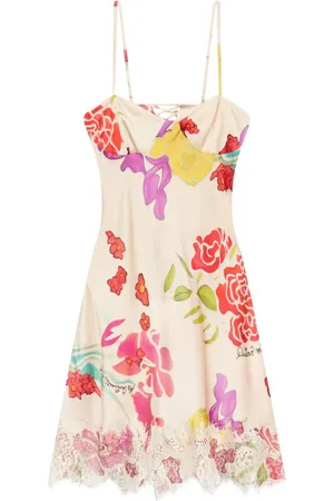 Donde Esteban Flores satin mini dress