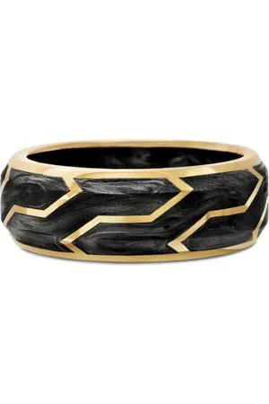 David Yurman 18kt yellow Forged Carbon band ring (8.5mm)