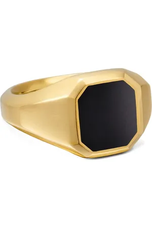 David Yurman 18kt yellow Streamline onyx signet ring (14mm)