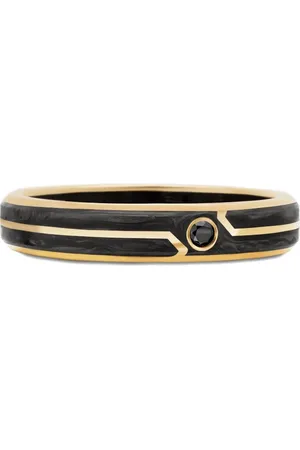 David Yurman 18kt yellow Forged Carbon diamond band ring (4mm)