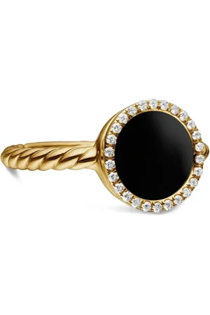 David Yurman 18kt yellow Petite DY Elements onyx and diamond ring (11.3mm)