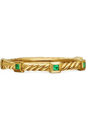 David Yurman 18kt yellow Cable Collectibles emerald ring (2mm)