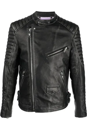 Philipp Plein Skull bones metallic leather jacket