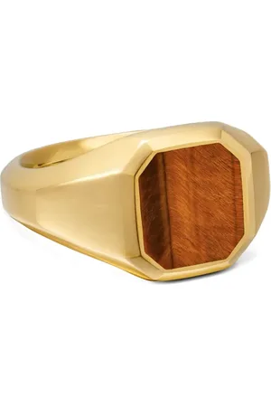 David Yurman 18kt yellow Streamline tiger eye signet ring (14mm)