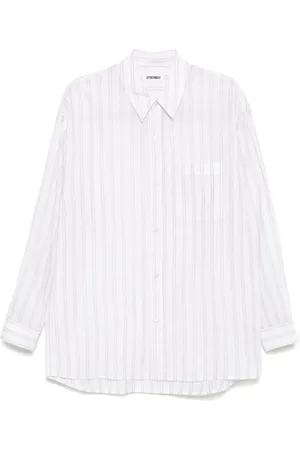 ATTACHMENT Striped lenocloth shirt