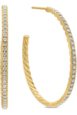 David Yurman 18kt yellow pav?? diamond hoop earrings (38mm)