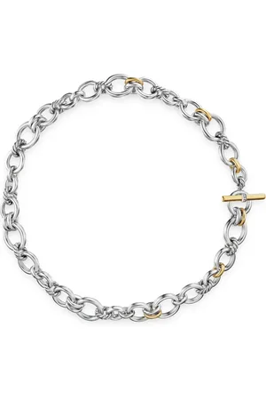 David Yurman 18K yellow gold and sterling DY Mercer?? Petite Toggle Chain diamond necklace